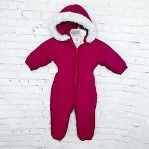 BABY GAP 2XL RED FAUX FUR HOODED FLEECE LINED SNOW SUIT!